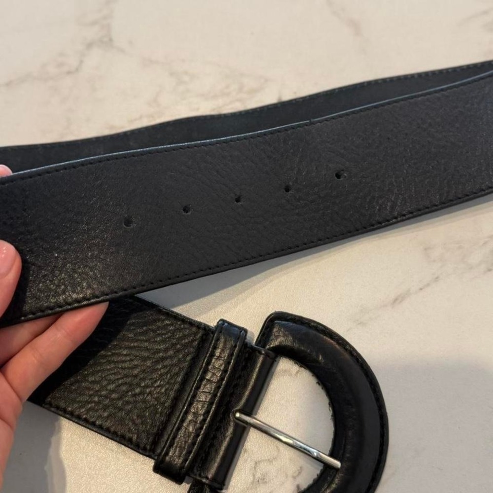 Flavio Castellani Wide Black Leather Belt Made in Italy - Picture 4 of 5